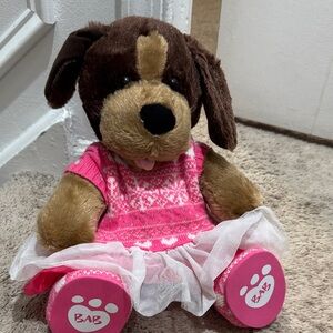 Plush Brown Puppy Doll in Pink Dress for Dogs & Kids build a bear and outfit